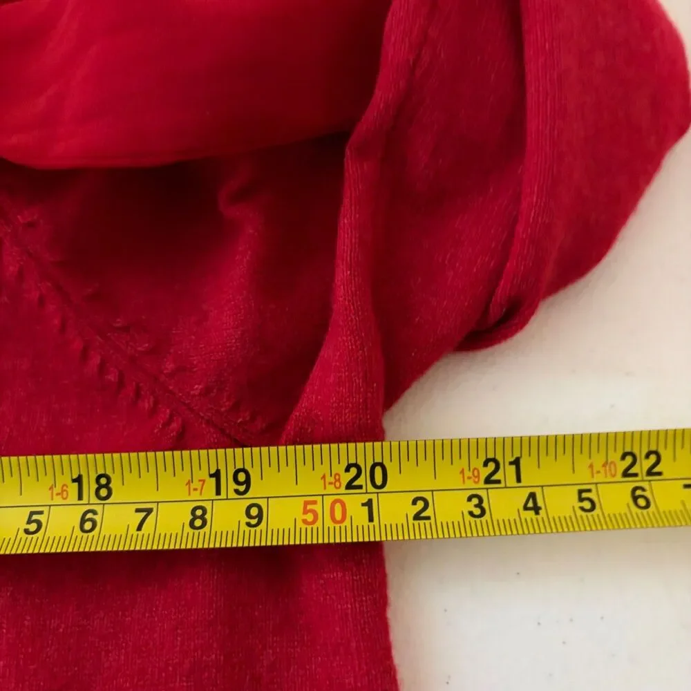 Chico's Sweater Women's Medium V-Neck 3/4 Sleeve Pullover Knit Red 1 Tie